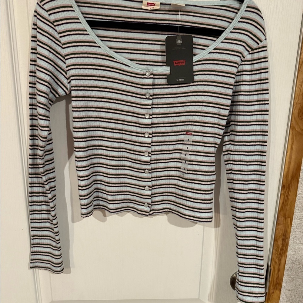 Levi's Women's Multicolor Striped Button Down Shirt - Picture 3 of 5